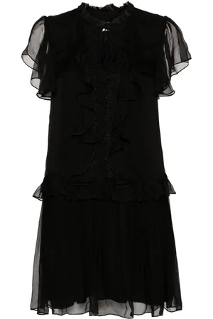 NISSA Ruffled silk mini dress