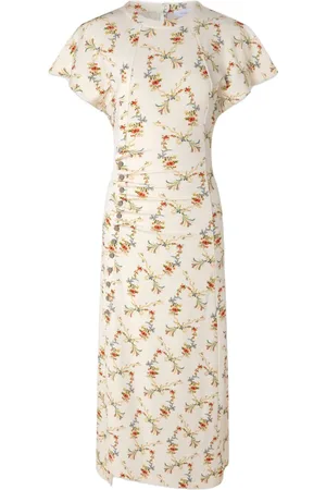 Paco rabanne Floral-print ruched midi dress