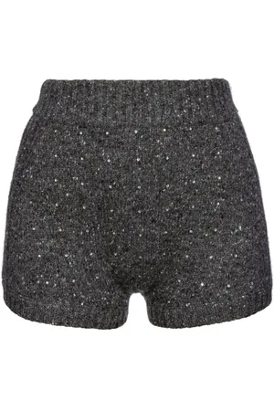 Pinko Sequin-embellished knitted shorts