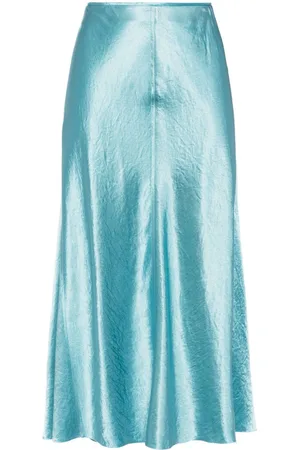 Vince Satin raw-edge midi skirt