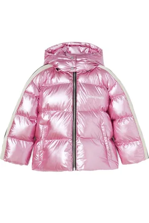 Palm Angels Metallic hooded puffer jacket