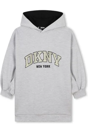 DKNY Logo-embroidered hooded dress
