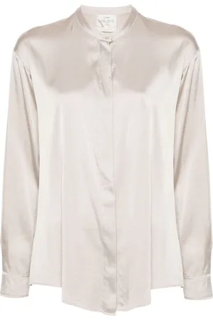 FORTE FORTE Band-collar satin shirt