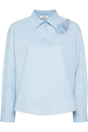 Sandro Rhinestone-trim cotton shirt