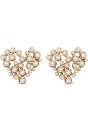 Oscar de la Renta Pearl Heart clip-on earrings