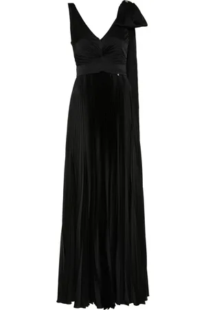 NISSA Bow-detail pleated maxi dress