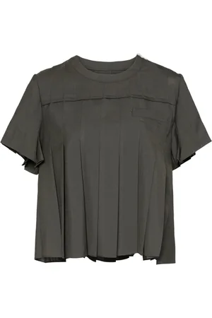 SACAI Pleated poplin T-shirt