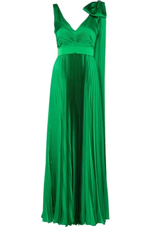 NISSA Bow-detail pleated maxi dress