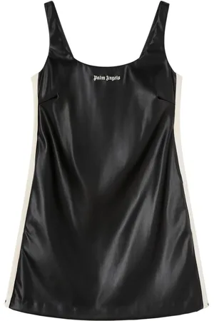 Palm Angels Logo-embroidered square-neck minidress
