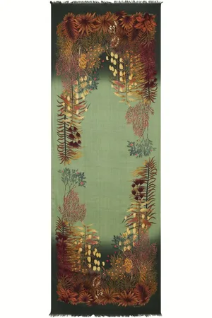 Etro Frayed leaf-print scarf
