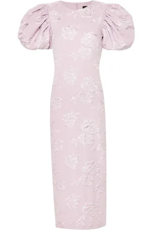 ROTATE Patterned-jacquard midi dress
