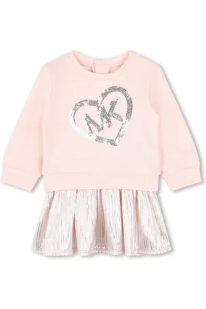 Michael Kors Embroidered-logo pleated dress