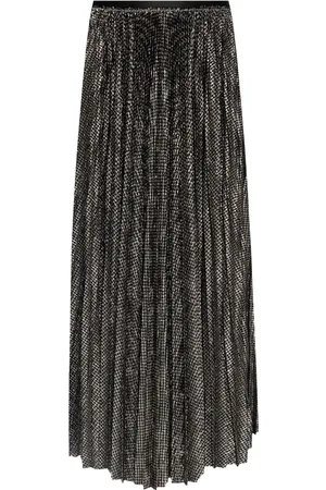 FORTE FORTE Pleated houndstooth-print midi skirt