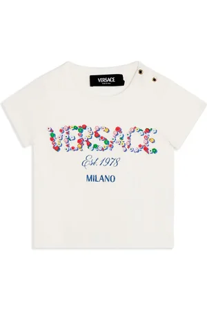 VERSACE Floral logo cotton t-shirt
