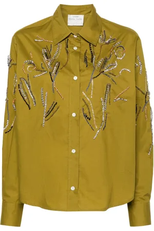 FORTE FORTE Crystal-embellished poplin shirt
