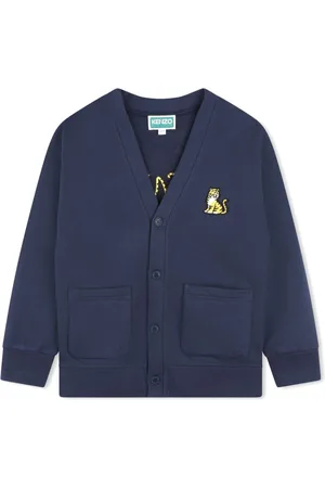 Kenzo Tiger-appliqu?? fleece-texture cardigan