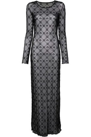 Marine Serre Moonogram-pattern semi-sheer dress