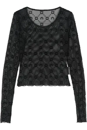 Marine Serre Flocked-monogram crop top