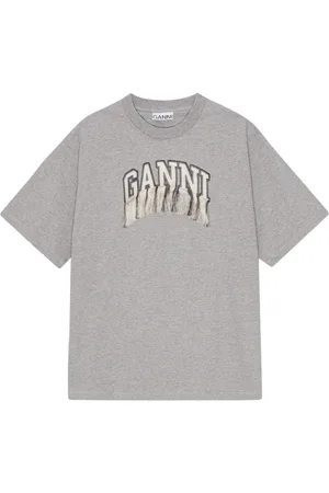 Ganni Fringed logo appliqu?? t-shirt