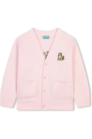 Kenzo Tiger-appliqu?? fleece-texture cardigan