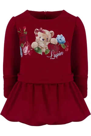Lapin House Floral bear print combined dress