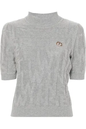 Twin-Set Intarsia-logo knitted top