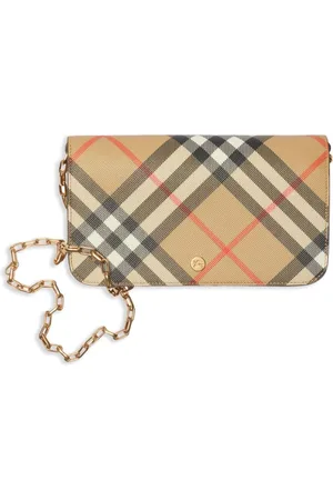 Burberry Check chain strap wallet
