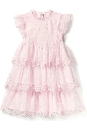 Self-Portrait Floral-embroidered tulle dress
