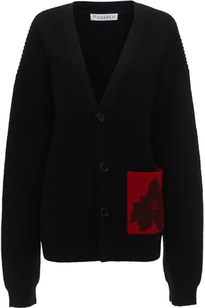 J.W.Anderson Flocked-flower patch-pocket cardigan