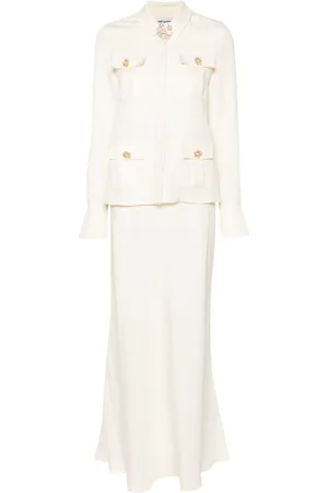Self-Portrait Crystal-embellished button maxi dress