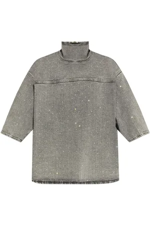 Fabiana Filippi Rhinestone embroidered denim top