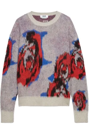 Msgm Rose intarsia print jumper