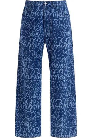 Marni Scribble motif wide-leg trousers