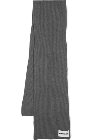Jil Sander Logo-patch ribbed-knit scarf
