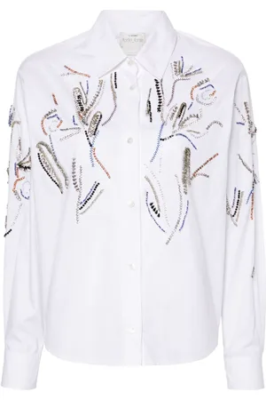 FORTE FORTE Rhinestone-detailed poplin shirt