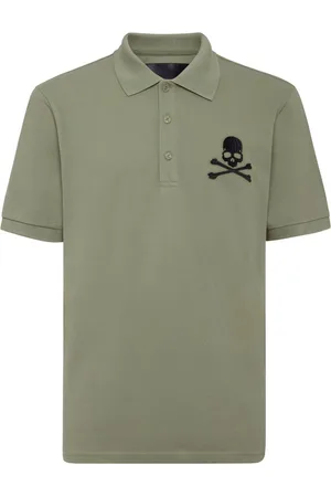Philipp Plein Skull & Bones embroidered cotton polo shirt