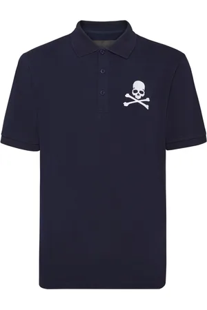 Philipp Plein Skull & Bones embroidered cotton polo shirt
