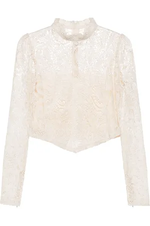 Twin-Set Cropped macram??-lace top
