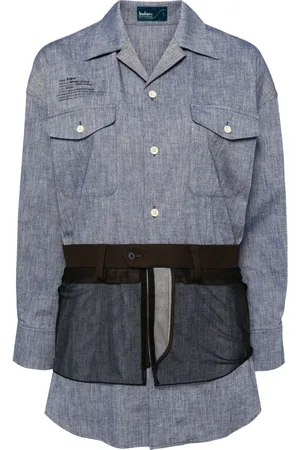 Kolor Tulle-embellished chambray shirt