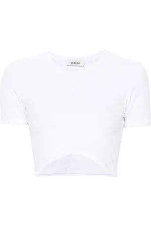 Sandro Logo-embroidered cropped T-shirt