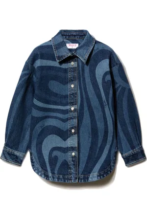 PUCCI Junior Marmo-print denim shirt