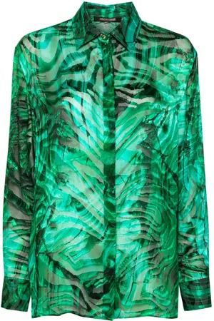 Roberto Cavalli Abstract-print devoré shirt