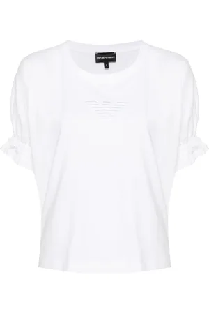 Emporio Armani Logo-embroidered elasticated-cuffs T-shirt