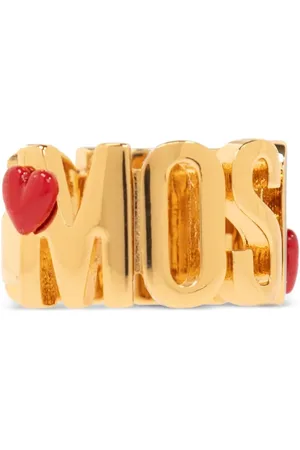 Moschino Logo-lettering brass ring