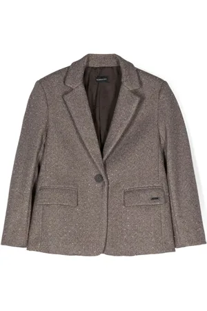 MONNALISA Crystal-embellished herringbone blazer