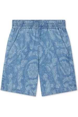 VERSACE Barocco-print denim shorts