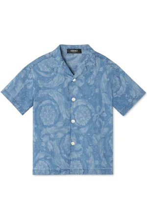 VERSACE Barocco-print denim shirt