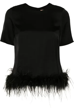 Twin-Set Feather-trim satin blouse
