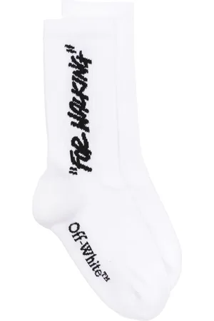 OFF-WHITE Quote ribbed-knit socks