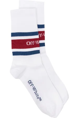 OFF-WHITE Striped logo-jacquard socks